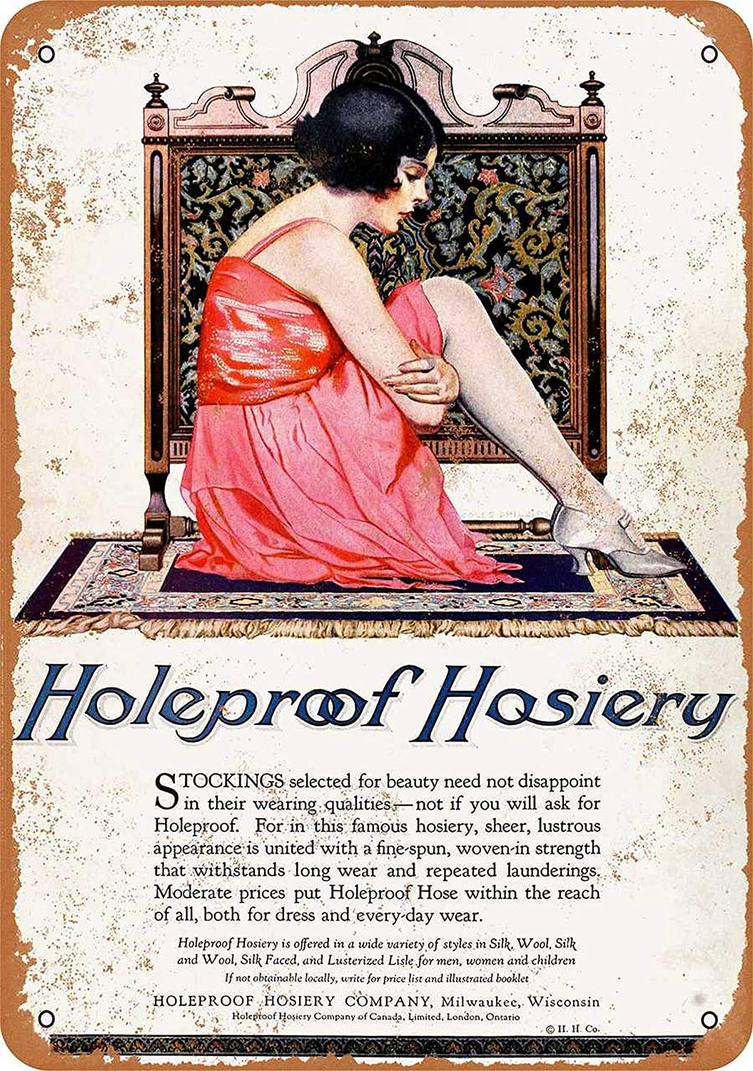 1922 Holeproof Hosiery Funny Metal tin sign Outdoor & Indoor porch wall hanging decoration size:8x12