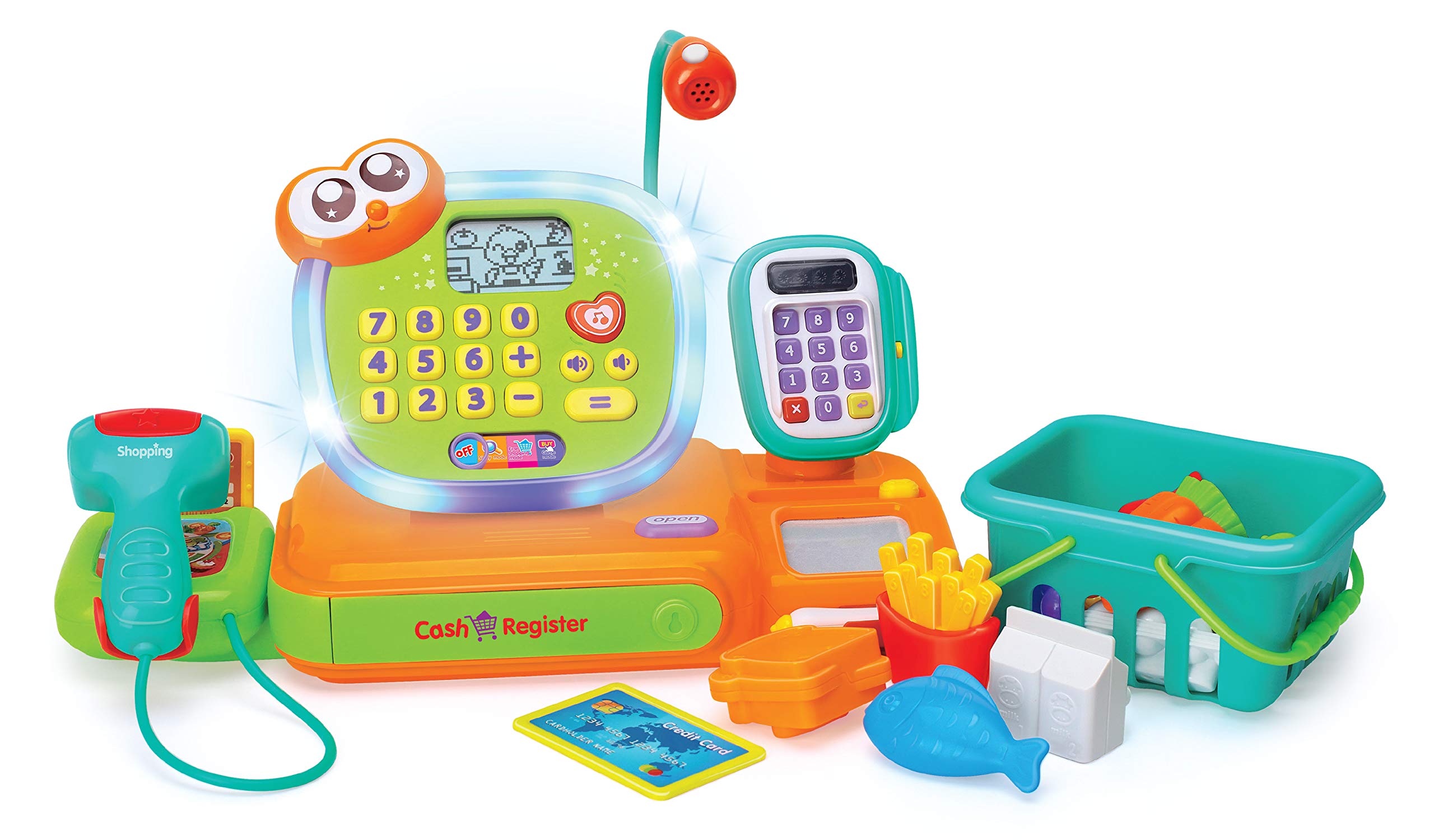 JOYIN Big Play Cash Register Pretend Shopping Toys for Kids, Grocery