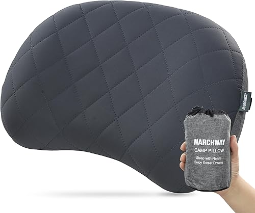 MARCHWAY Almohada inflable ultraligera para acampar con funda suave y lavable, compacta, compresible, portátil, para campamento al aire libre,
