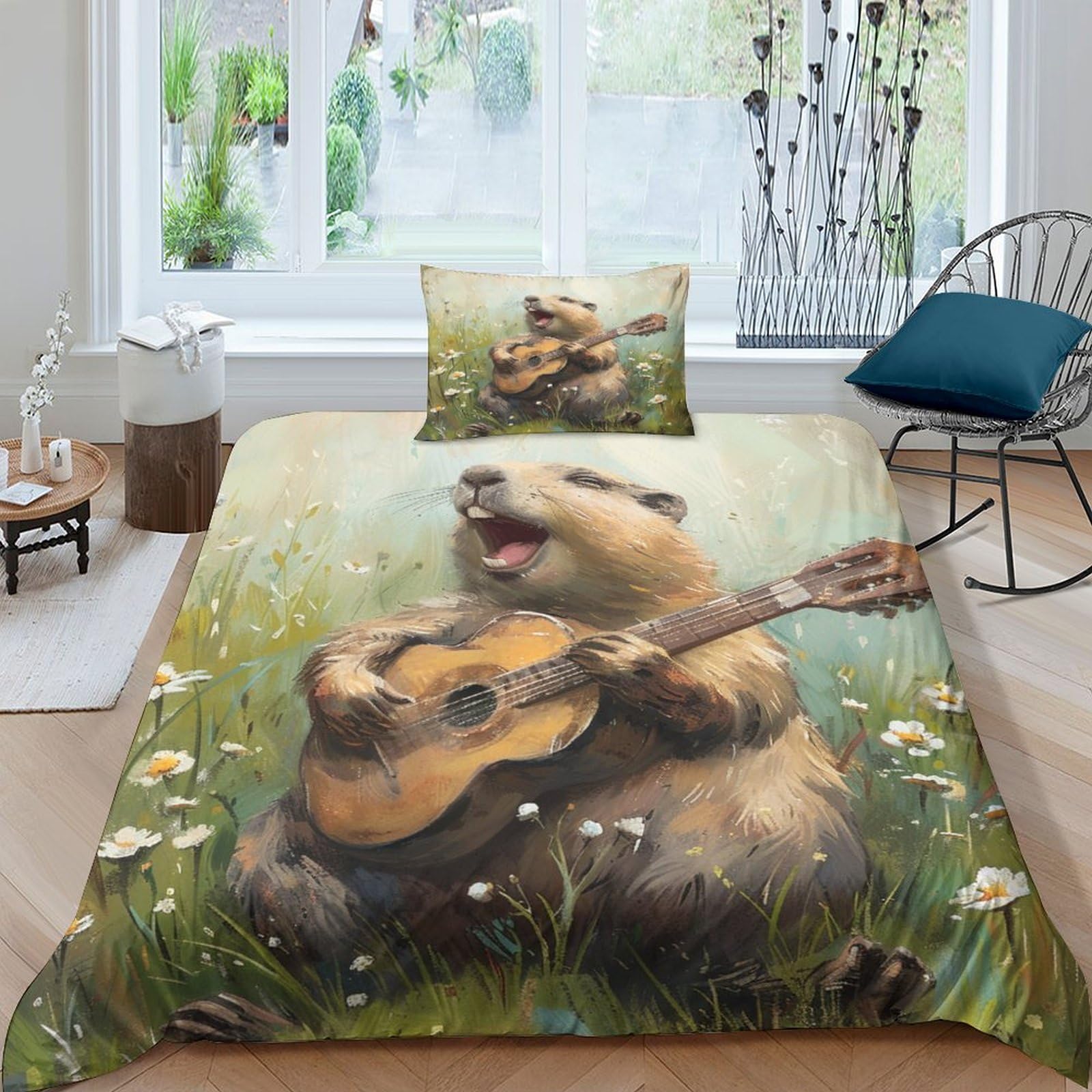 Parure de lit 135x200 cm en microfibre douce et respirante avec fermeture éclair