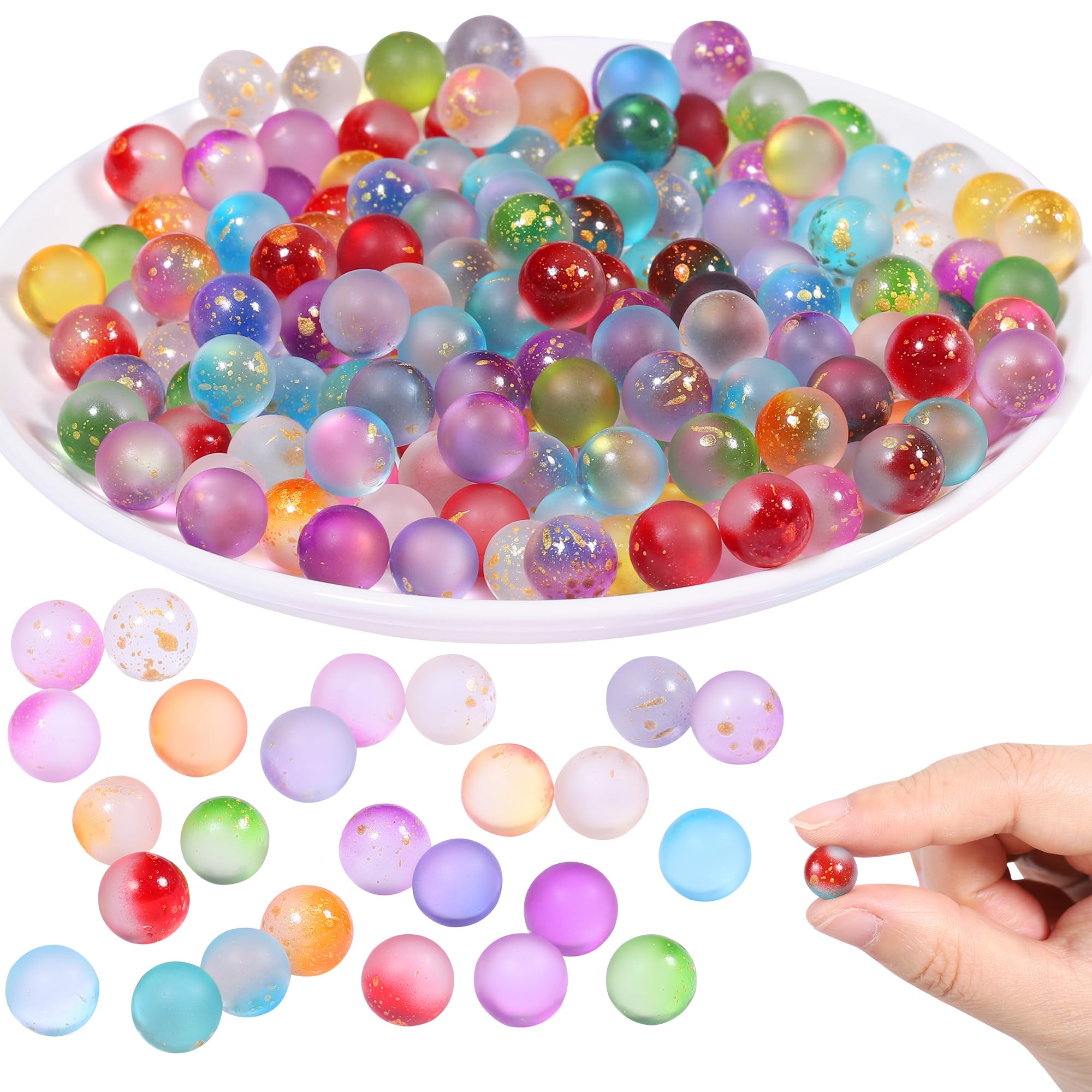 200 Colorful Glass Marbles, 10mm Reusable Glass Marbles Set with Box