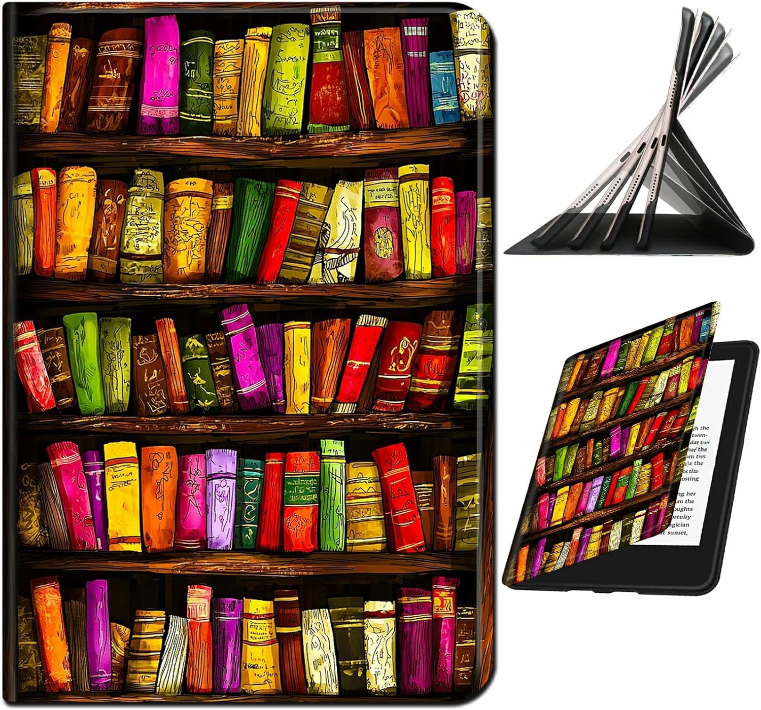 for Amazon Fire HD 10 & 10 Plus(13th/11th Generation, 2023/2021 Release) Case, Shockproof Smart Protective Multi-Angle Viewing Tablet Cover for Women Men with Auto Sleep/Wake, Art Books