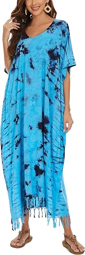 Beautybatik Blue Women Hippie Tie Dye Caftan Kaftan Loungewe