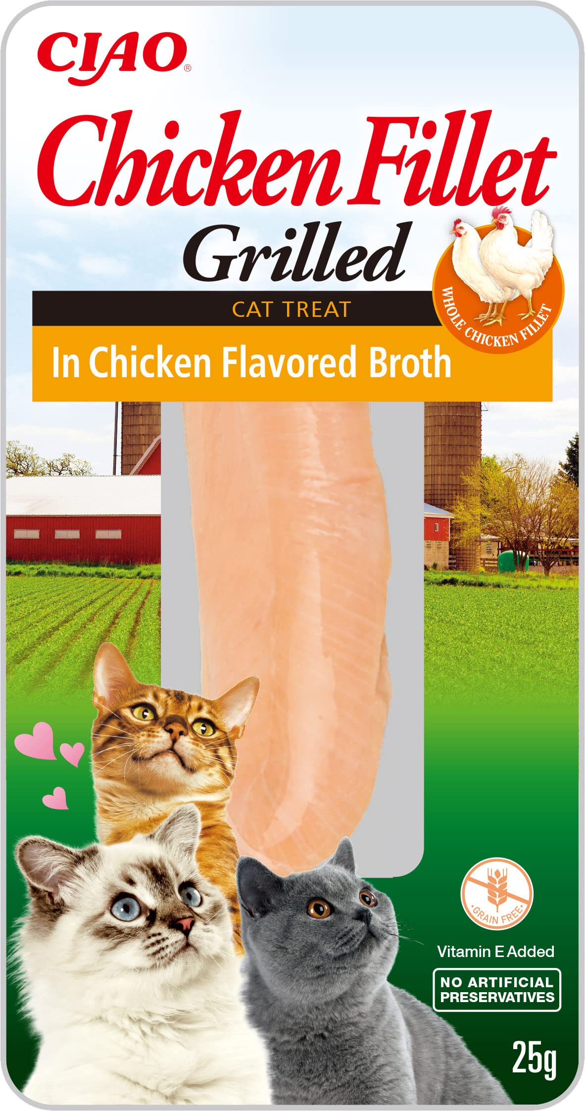 Ciao Grilled Chicken Fillet in Chicken Flavoured Broth by Inaba - 1 Pack (25g total) / Cat Treat, Delicious & Healthy Snack, Food Topper, Pill Assist, Training Treat, Natural, Grain Free