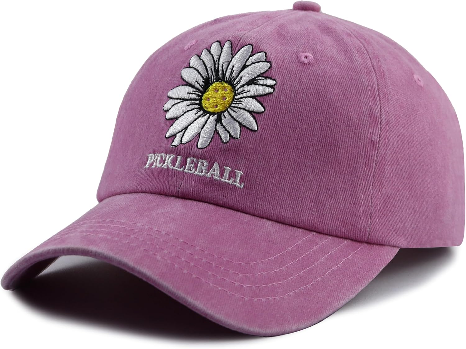 Pickleball Hat for Women, Funny Adjustable Cotton Embroidered Daisy Pickle Ball Baseball Cap - Image 2