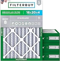 Vista 13 de Filterbuy - Filtros de aire de repuesto MERV 8, protección contra el polvo, plisados, para caldera y sistema HVAC, 16 x 25 x 1 pulgadas, paquete