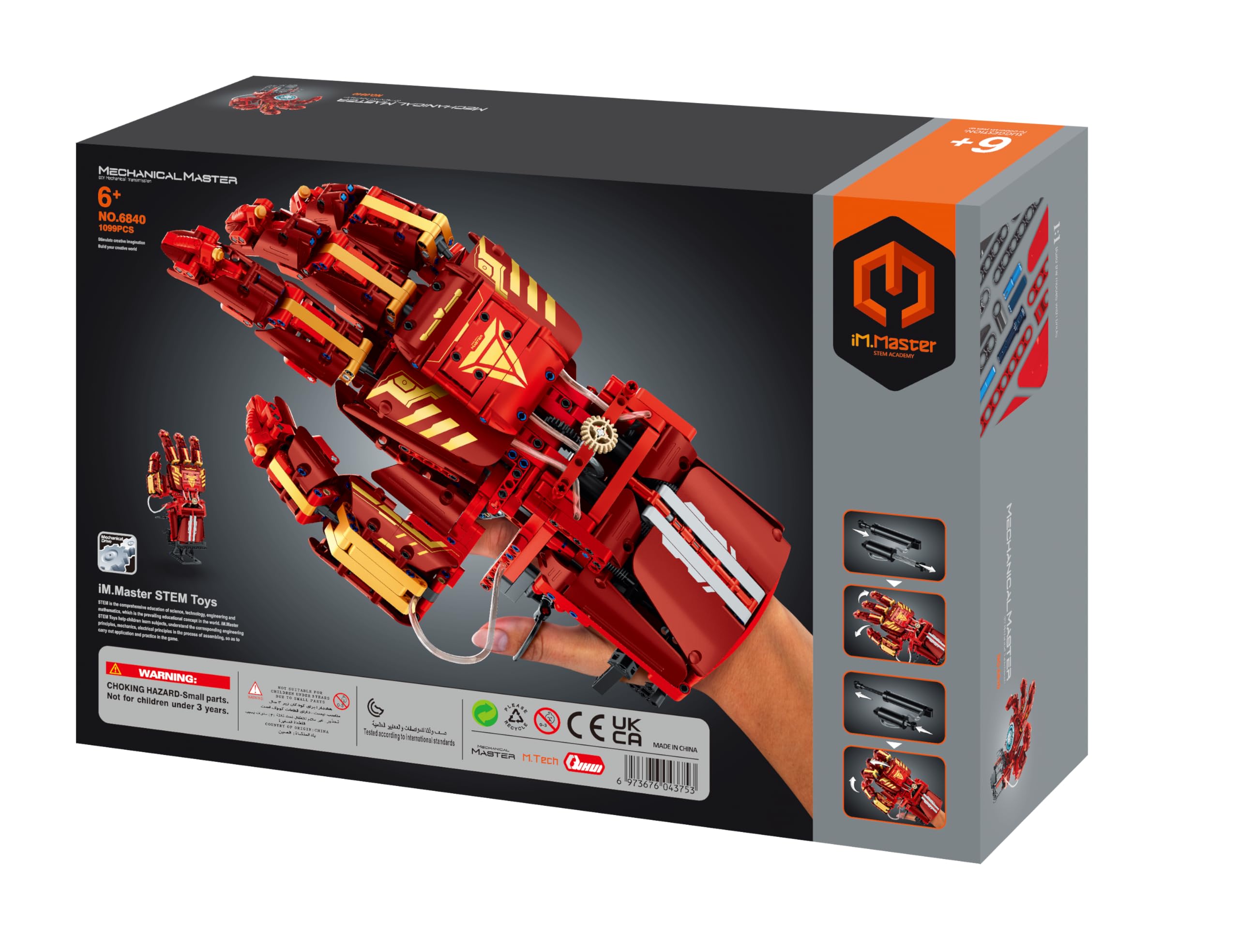 iM.Master - Power Hand - Mano Robótica Hidráulica - Brazo Robótico con Movimiento Mecánico Real - Bloques de Construcción Adultos Niños - 1099 Pcs - Juguetes Educativos Stem - Maqueta para Construir