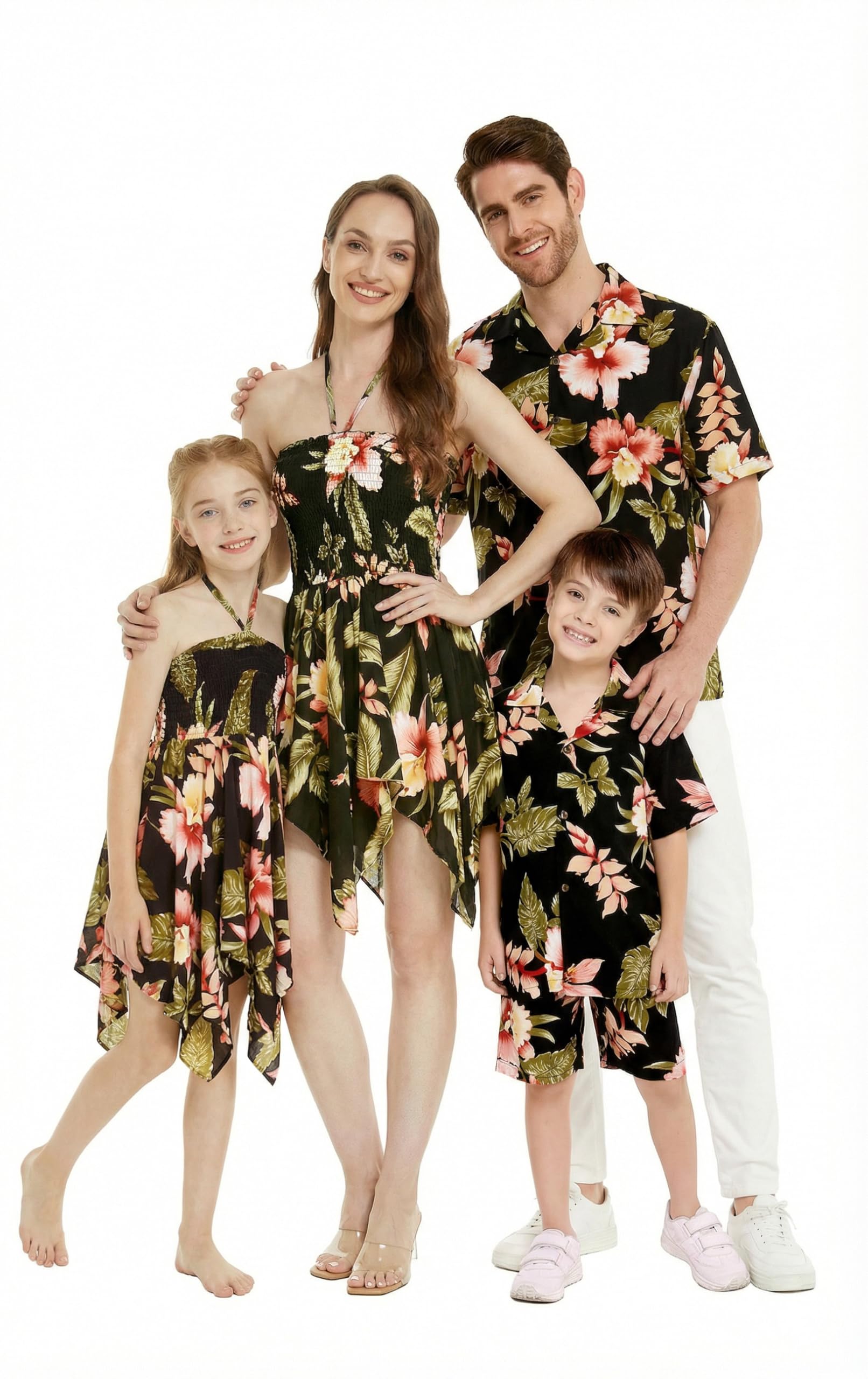 Family Matching Hawaiian Clothes, Black Rafelsia