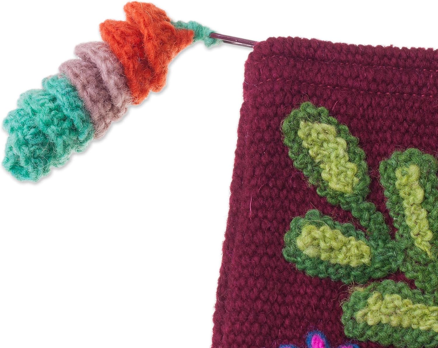 NOVICA Artisan Handwoven Wool Clutch Floral in Maroon from Peru Handbags Multicolor Burgundy Clutches Embroidered ' Peruvian Garden'