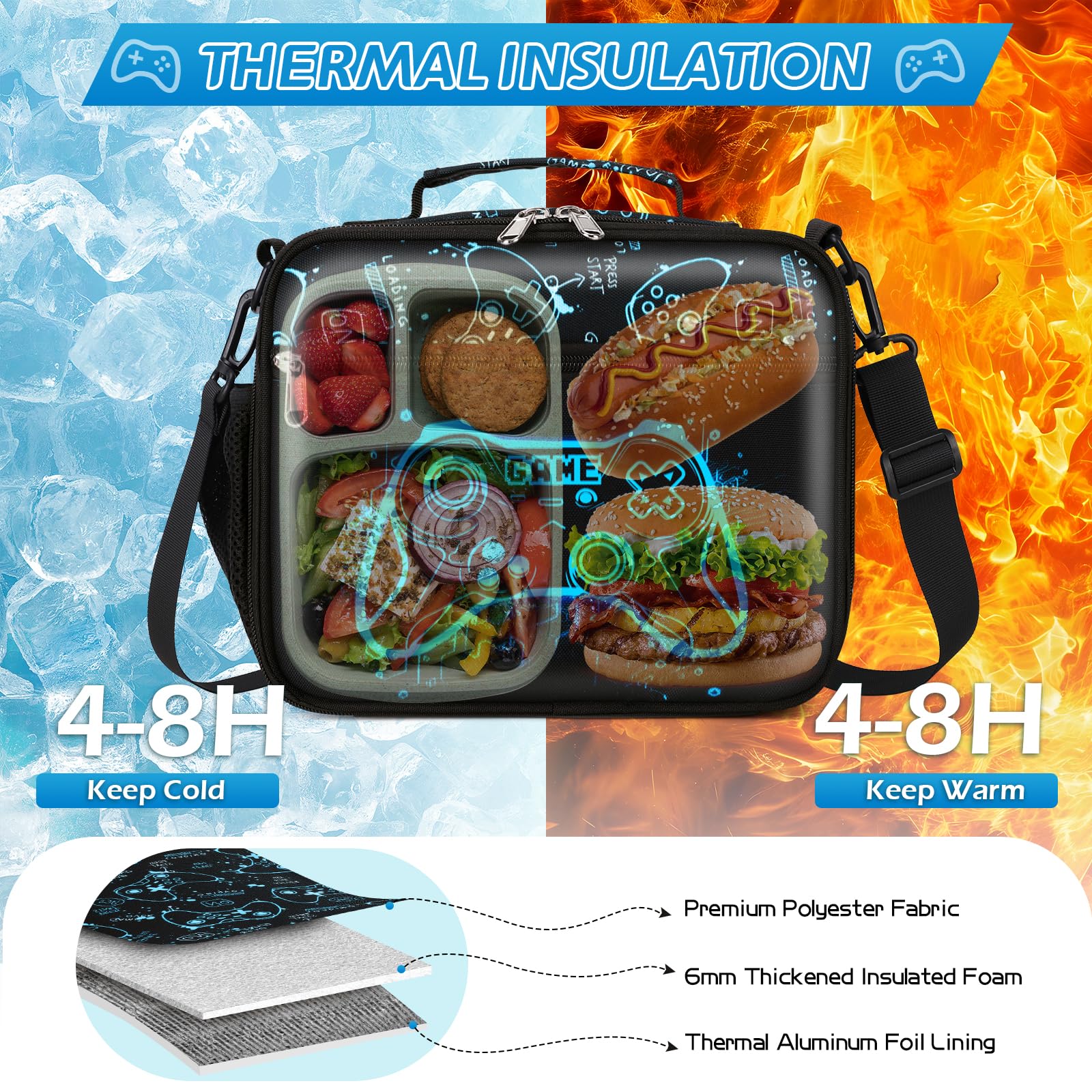 DIGOBAY Sac à déjeuner isotherme réutilisable de grande capacité, bleu