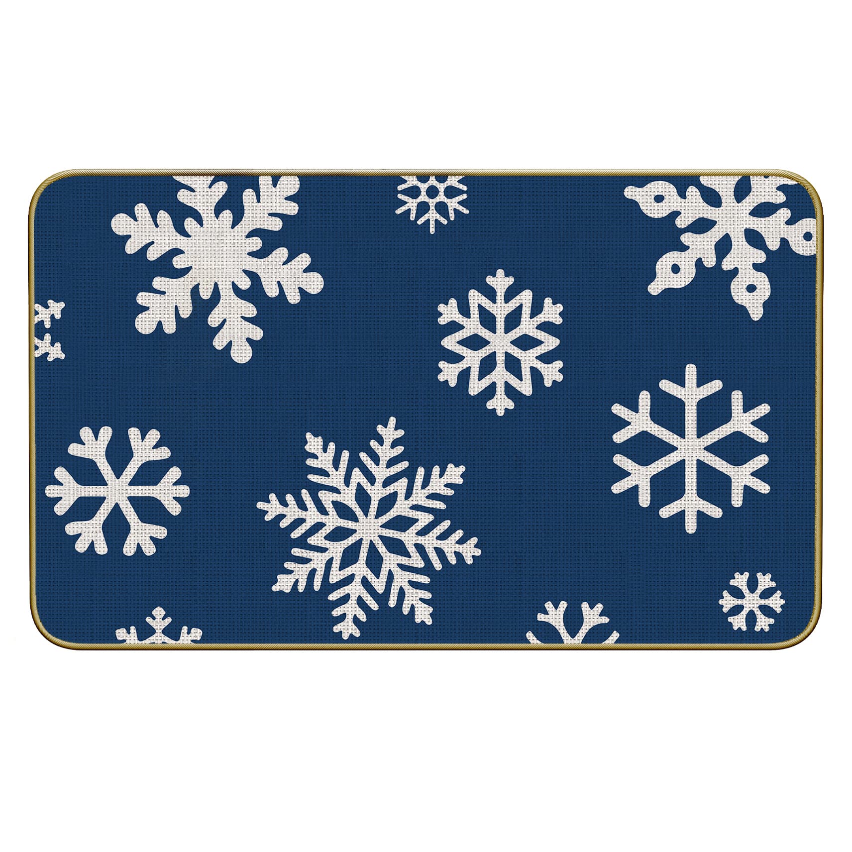 Mingnei Christmas Holiday Snowflakes Door Mat for Home Entrance, Rustic Farmhouse Navy Blue Winter Snow Flake Floor Mats for House Front Outdoor Outside Entryway Rug 30 x 17 Welcome Mat (Dark Blue)