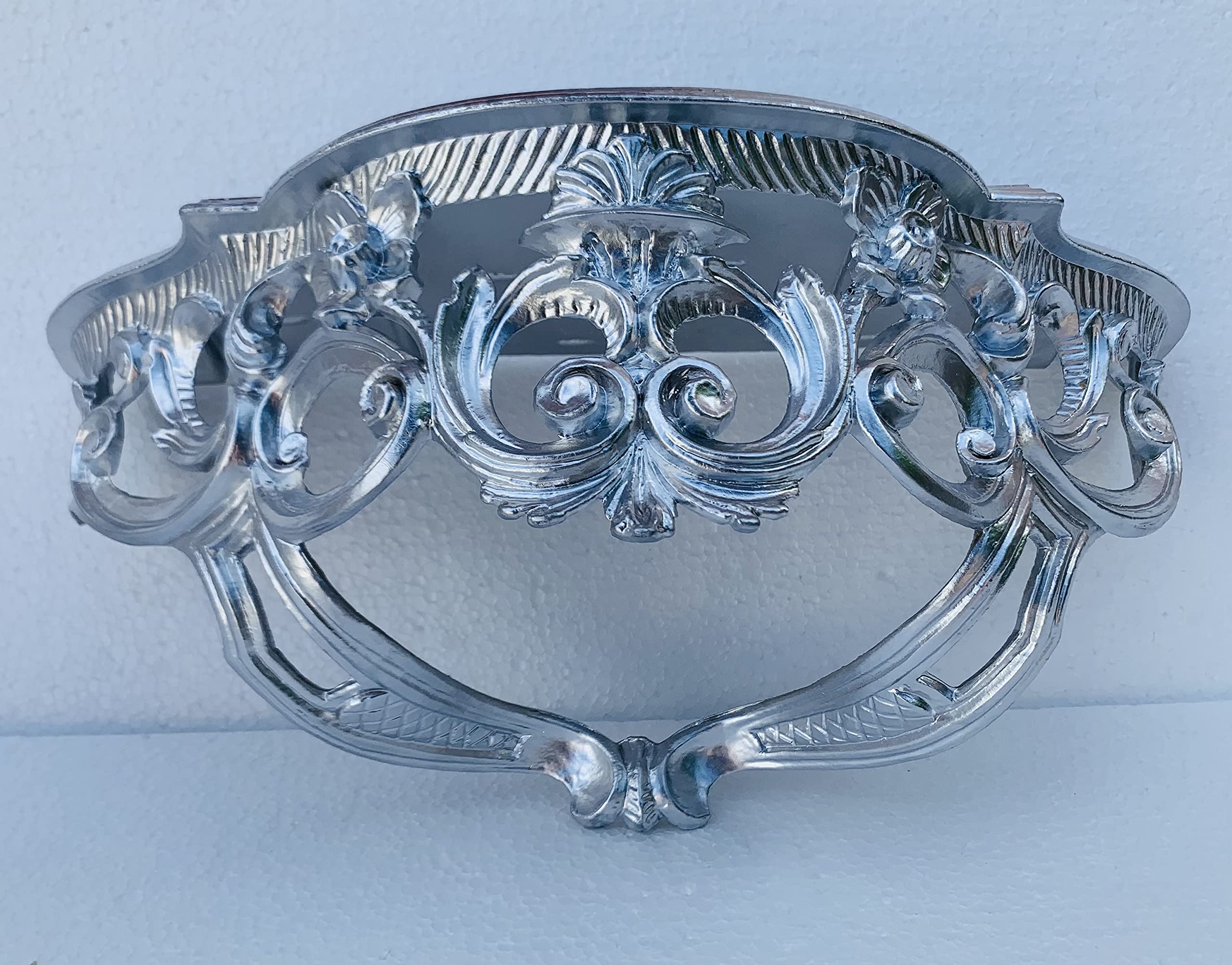Barock Konsole Wandkonsole Silber Hochglanz Spiegelkonsolen/Wandregal 40x17x17cm Ablage Hängekonsole Antik Stil Blumenbank