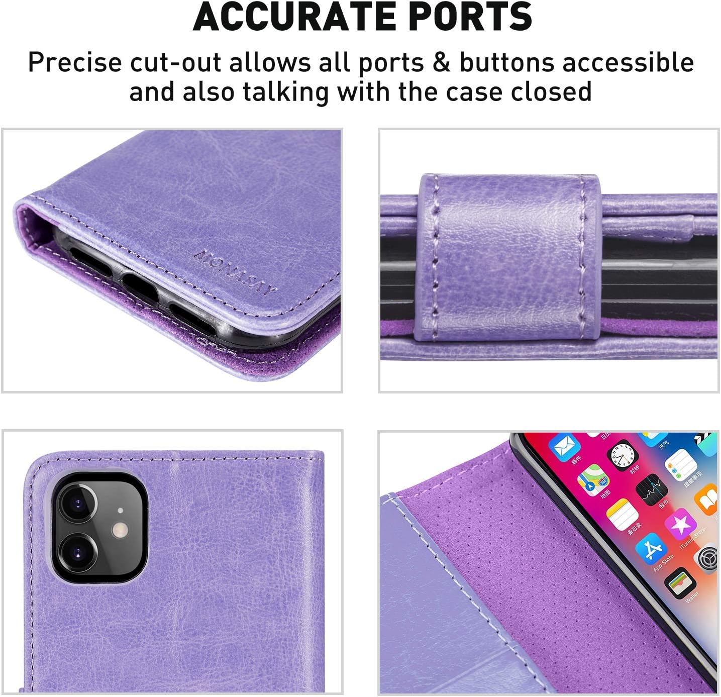 Exclusive Discount 60% Price iPhone 11 Wallet Case,6.1-inch,MONASAY [Glass Screen Protector Included][RFID Blocking] Flip Folio Leather Cell Phone Cover with Credit Card Holder for Apple iPhone 11