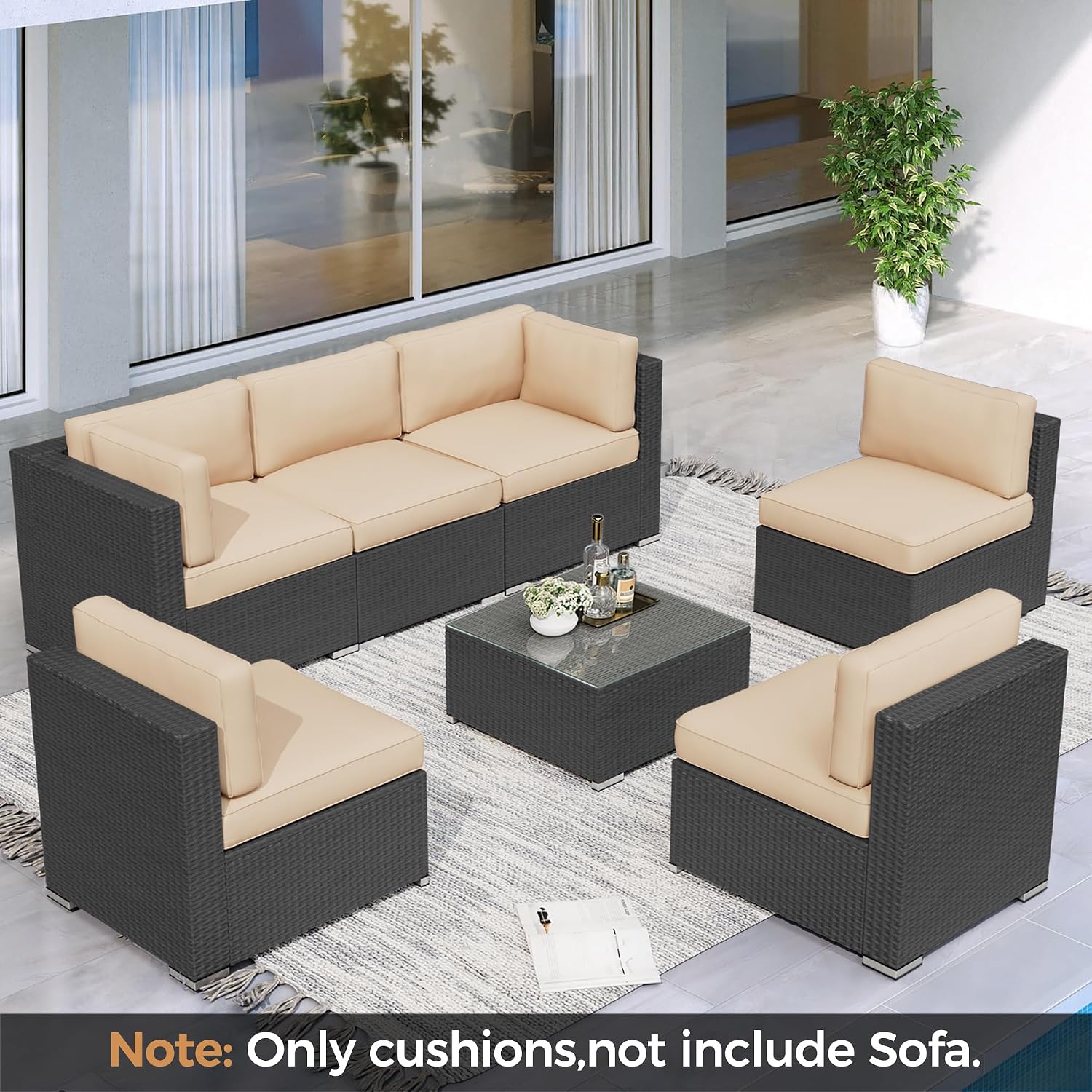 Betterland Outdoor Cushions for Patio Furniture, Replacement Patio Cushion for Outdoor Sectional, Water-Resistant and Spongy Cushions for Patio Sofa Sets, Brown