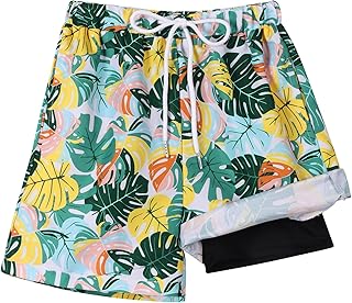 Traje de baño para niños, de secado rápido, con forro de compresión, 2 en 1, con bolsillos, para verano, playa, surf, 4-16 años