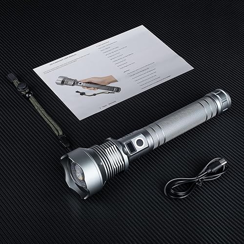 Miniatura 9 de NiaoChao Linternas LED recargables de alto lúmenes, 900000 lúmenes, linterna súper brillante, 10000 mAh, 5 modos IPX7, impermeable, potente luz de