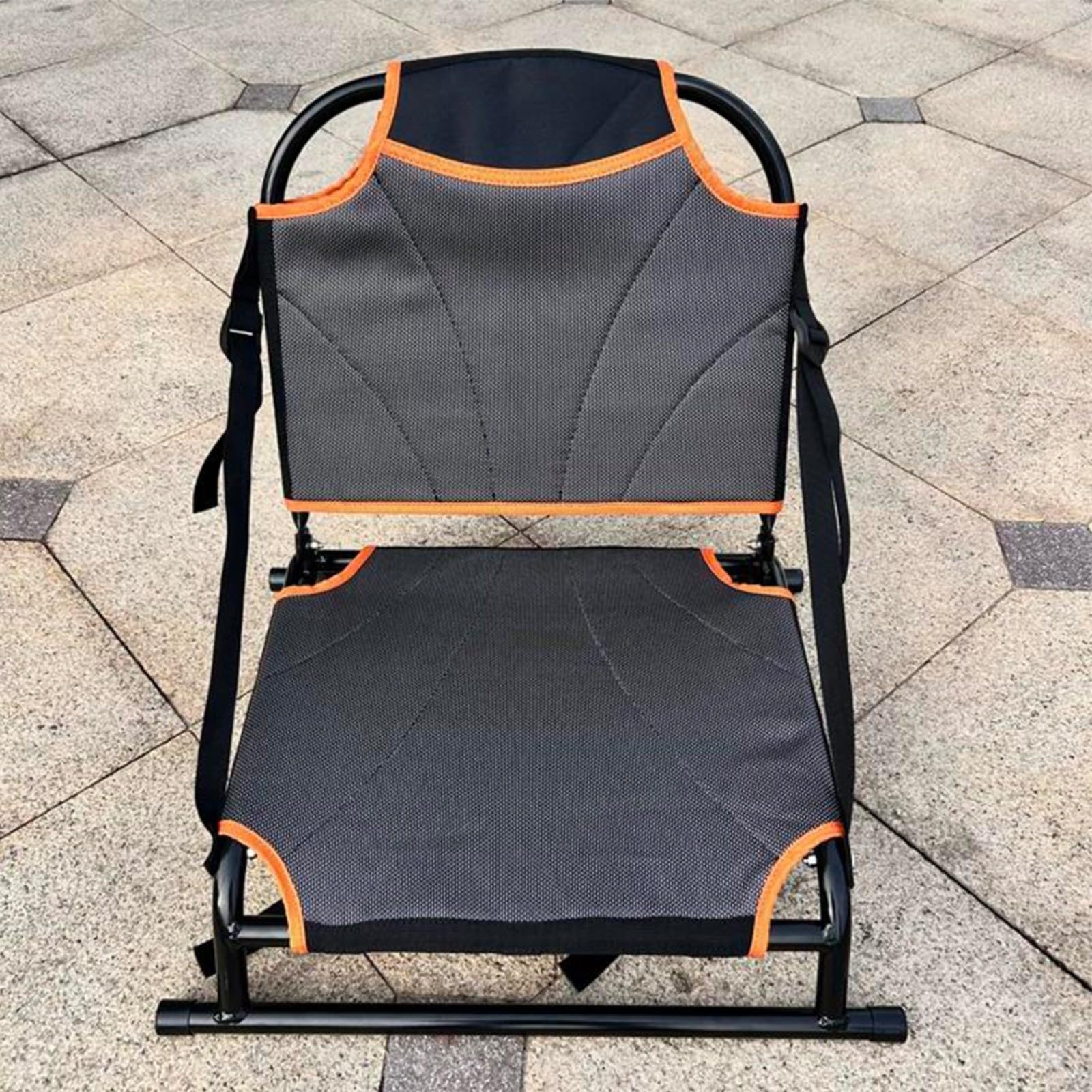 Seggiolino per canoa pieghevole portatile in alluminio con schienale regolabile in tessuto Teslin pieghevole con un clic per barche da pesca SUPs arancione nero