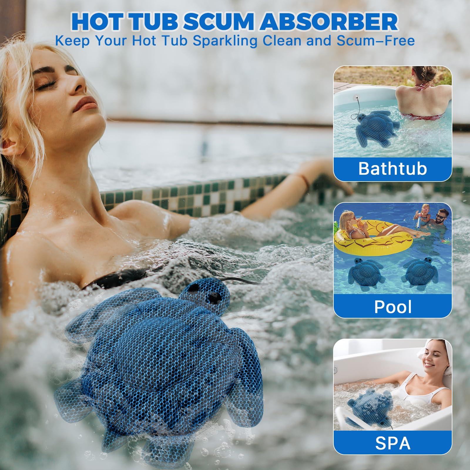 Assorbitore di schiuma per vasca idromassaggio, accessorio per vasca idromassaggio per adulti, spugna riutilizzabile per vasca idromassaggio e spugna per spa, per la pulizia della vasca idromassaggio