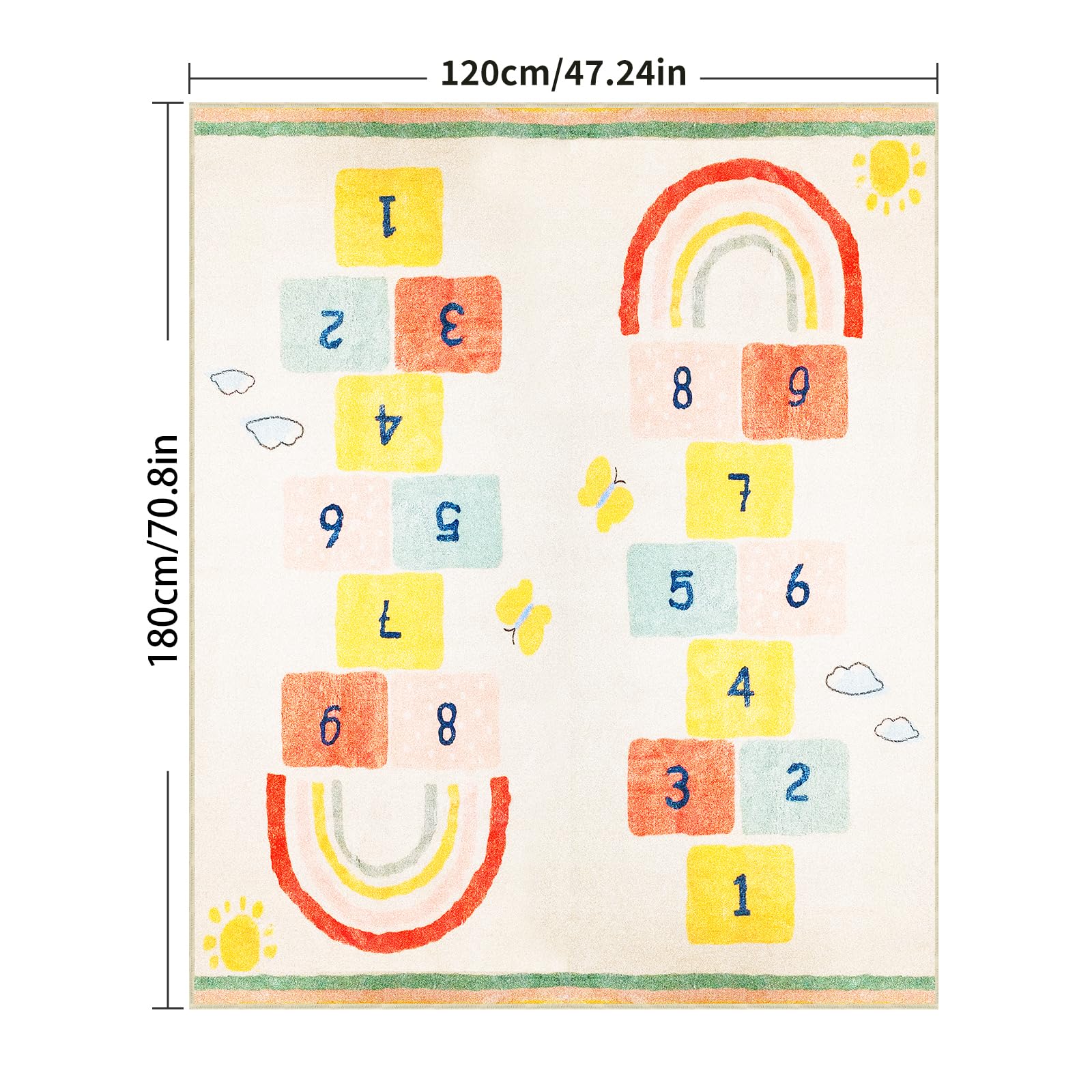Tappeti Design Rainbow Sky Hopscotch Game Rugs, Kids Bedrooms Rugs - Image 3