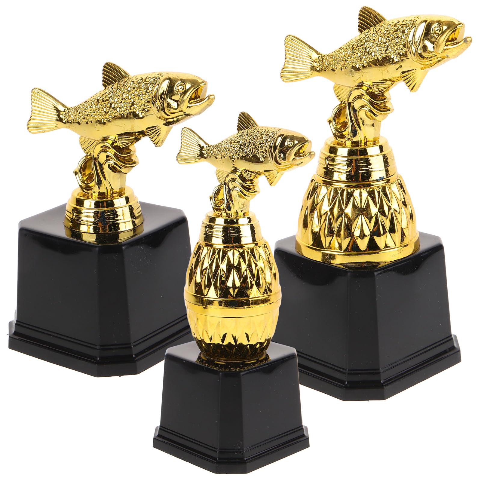 Trofeo de Pesca para Niños 3 Piezas Apariencia Realista de Plástico, Juego de Premio Infantil Adecuado para Fiestas y Competiciones