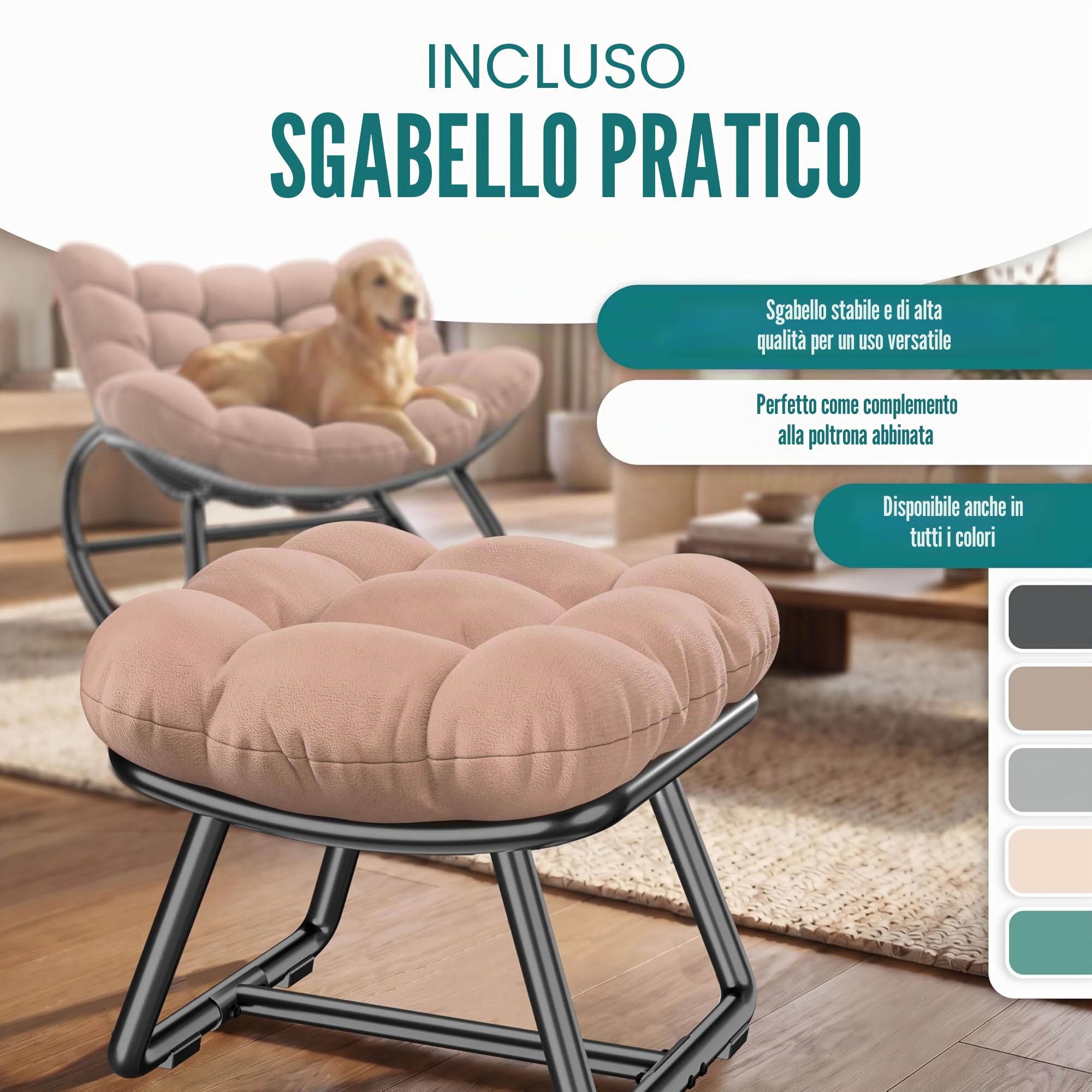 KESSER Sedia a dondolo per interni ed esterni, ergonomica, carico massimo di 120 kg, con piedini antiscivolo, resistente alle intemperie (tortora, XXL Chillexer Pro)