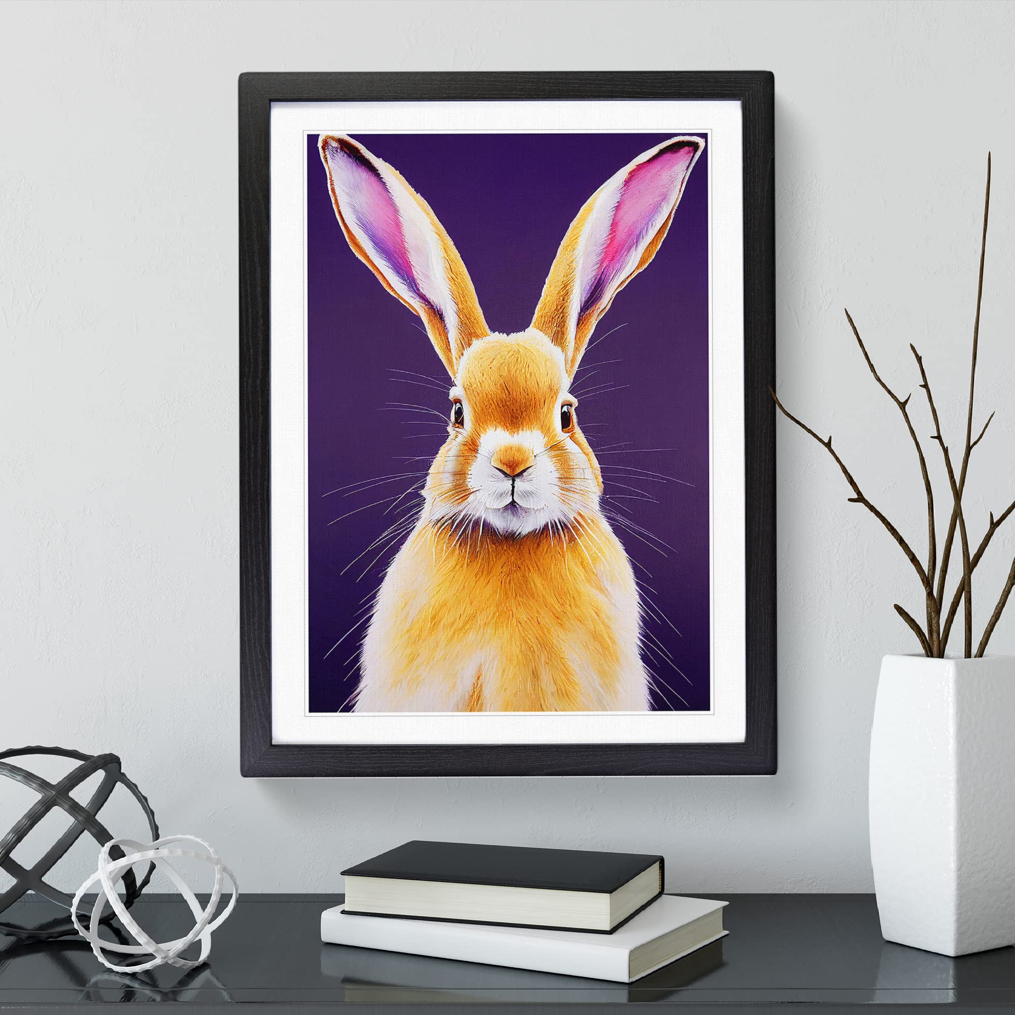 Young Hare Framed Print, Black, A3 (34 x 46 cm) - Image 2
