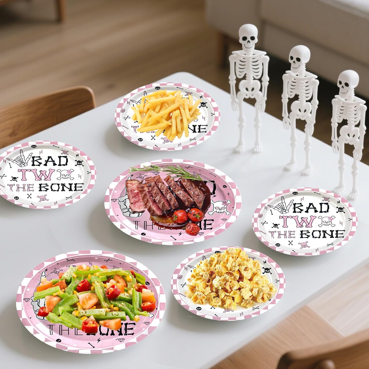 180pcs Bad Two the Bone Party Supplies Serve 60,Rock and Roll 2nd Birthday Plates and Napkins Set for Girl Birthday Party Decorations