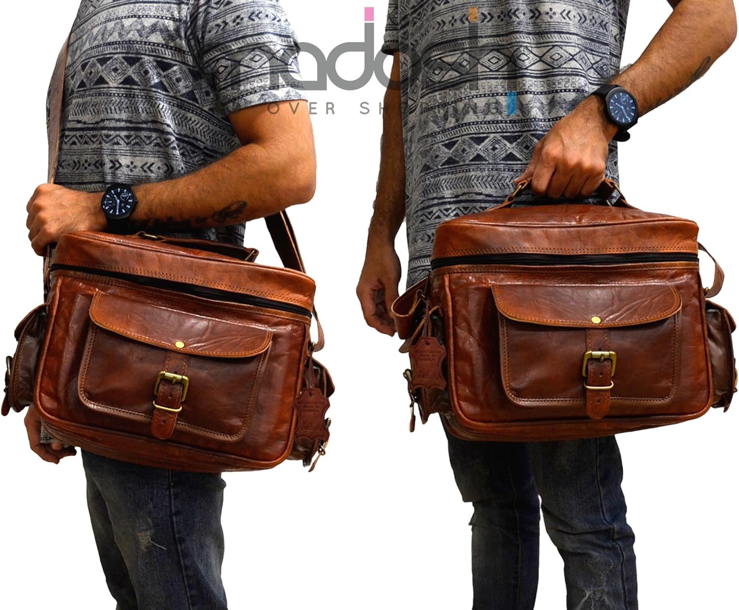 Madosh Leather DSLR Camera Bag Handmade Vintage Camera Shoulder Messenger Bag Camera Satchel Leather Camera Bags for Photographers and Men and Women | Gift for him (5W x 8H x 10L Inches)