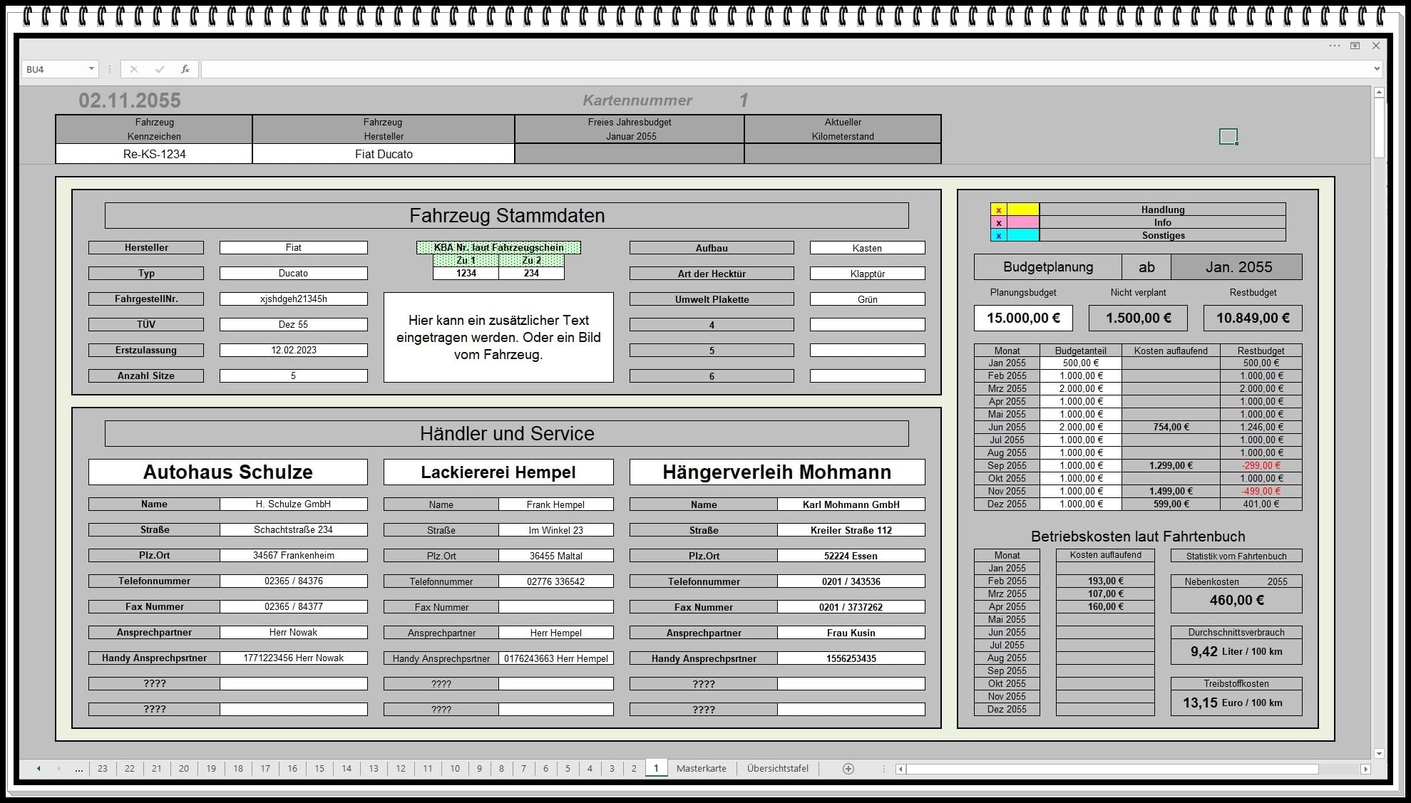 Speditionssoftware Software zur übersichtlichen LKW Fahrzeugverwaltung Fuhrparkverwaltung KFZ Fuhrparkmanagement für Transportgewerbe Speditionen inkl. Budgetplaner | Bis zu 250 Fahrzeuge verwalten, Kosten analysieren und Wartungstermine überwachen.