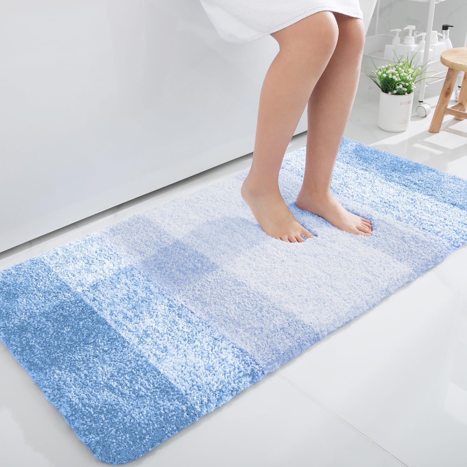 OLANLY Bathroom Runner Rug 45x27, Extra Soft Absorbent Microfiber Bath Rugs
