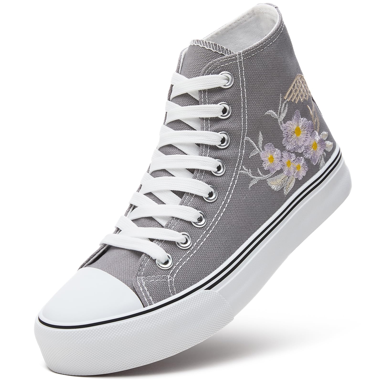 ZGR Womens High Top Canvas Sneakers,Lace-up Canvas Shoes,Casual Tennis Walking Shoes