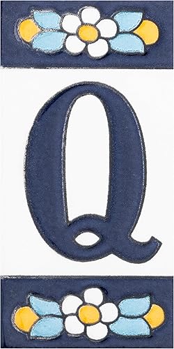 Merola Tile Sevillano Flora Address Letters Q 2-18" x 4-38" - Azulejo de pared de cerámica