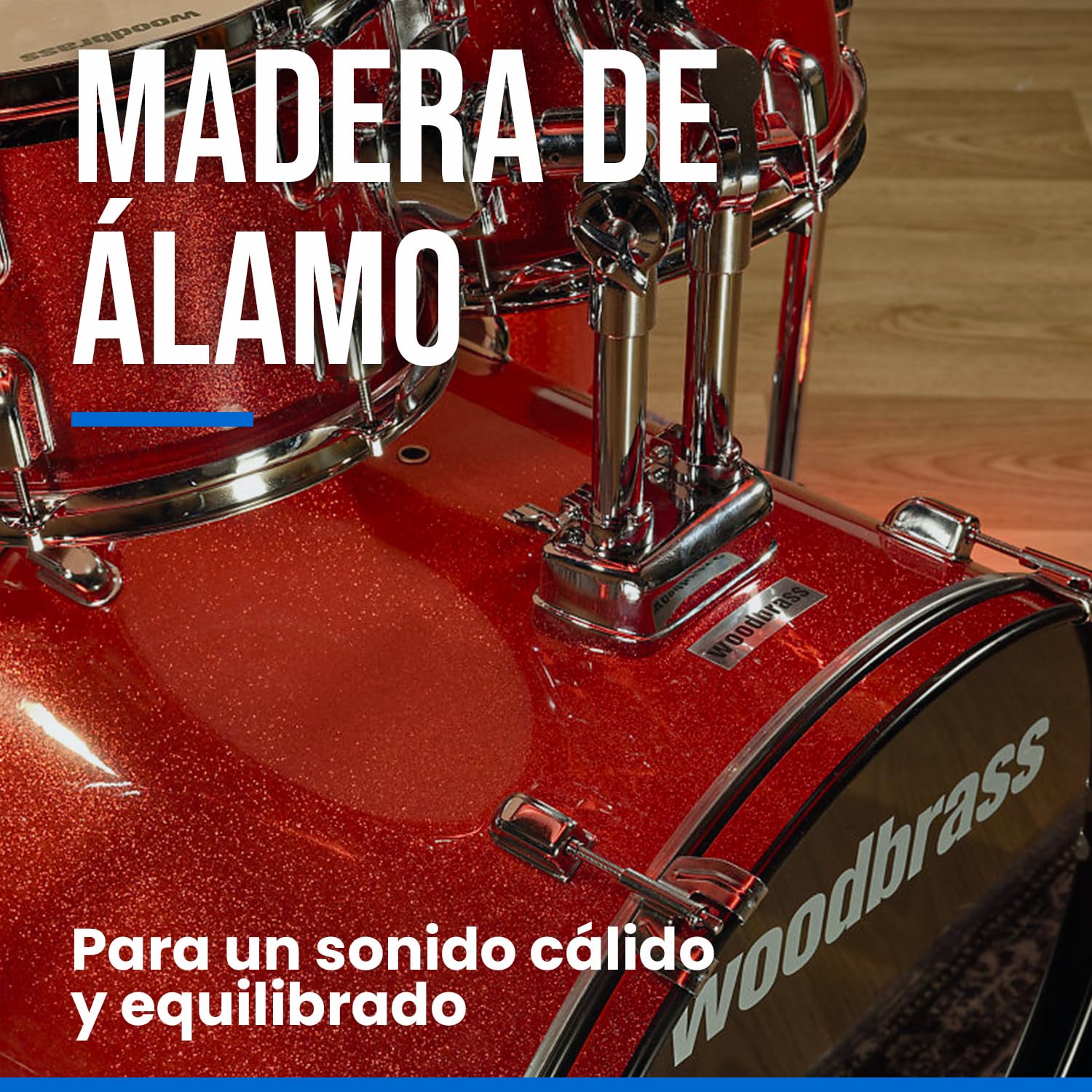 Woodbrass AD100 - Batería para principiantes, lista para usar, accesorios incluidos, kit de batería acústica completa barriles de álamo