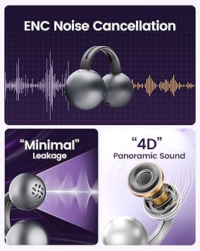 mojawa StarClip Open Ear Bluetooth Clip-On Headphones IP54 Sports Earbuds | Soft silicone grips, 4D panoramic sound, IP54 sweat resistant, lightweight secure fit for running, gym and daily workouts