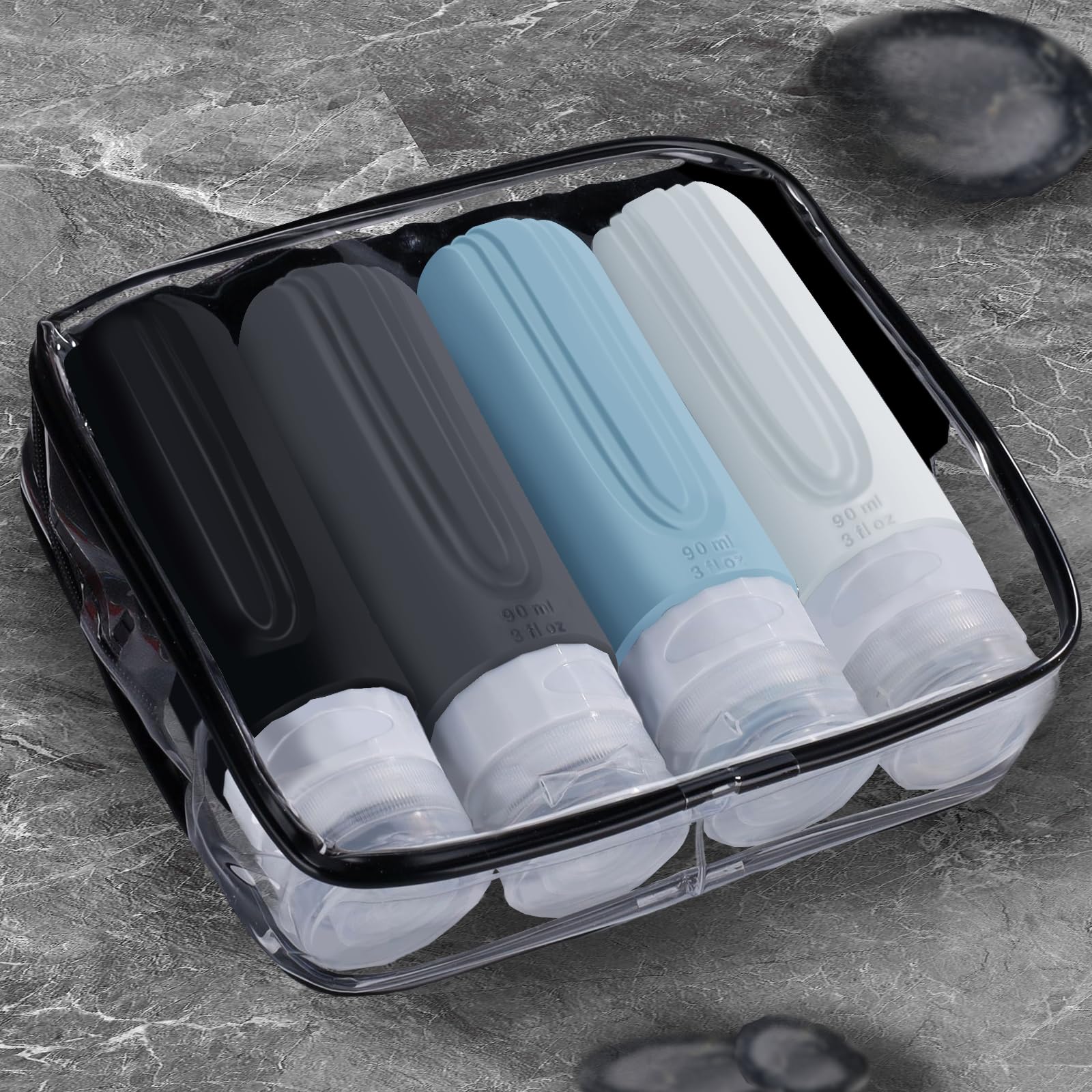 Travel Bottles for Toiletries Tsa Approved Travel Size Toiletries 90ml Travel Containers for Toiletries BPA free Leak Proof Silicone Squeezable Shampoo Liquid Cosmetic Bottles Set Travel Essentials - Image 4