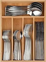 EHME 40-Piece Heavy Duty Stainless Steel Silverware Set for 8 with Bamboo Drawer Organizer, Rust-Proof, Dishwasher Safe