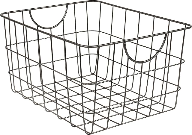 Spectrum Utility Wire Basket (Industrial Gray) - Storage Bin & Décor for Bathroom, Closet, Pantry, Under Sink, Toy, Shelf, Kitchen, Garage, & Nursery Organization