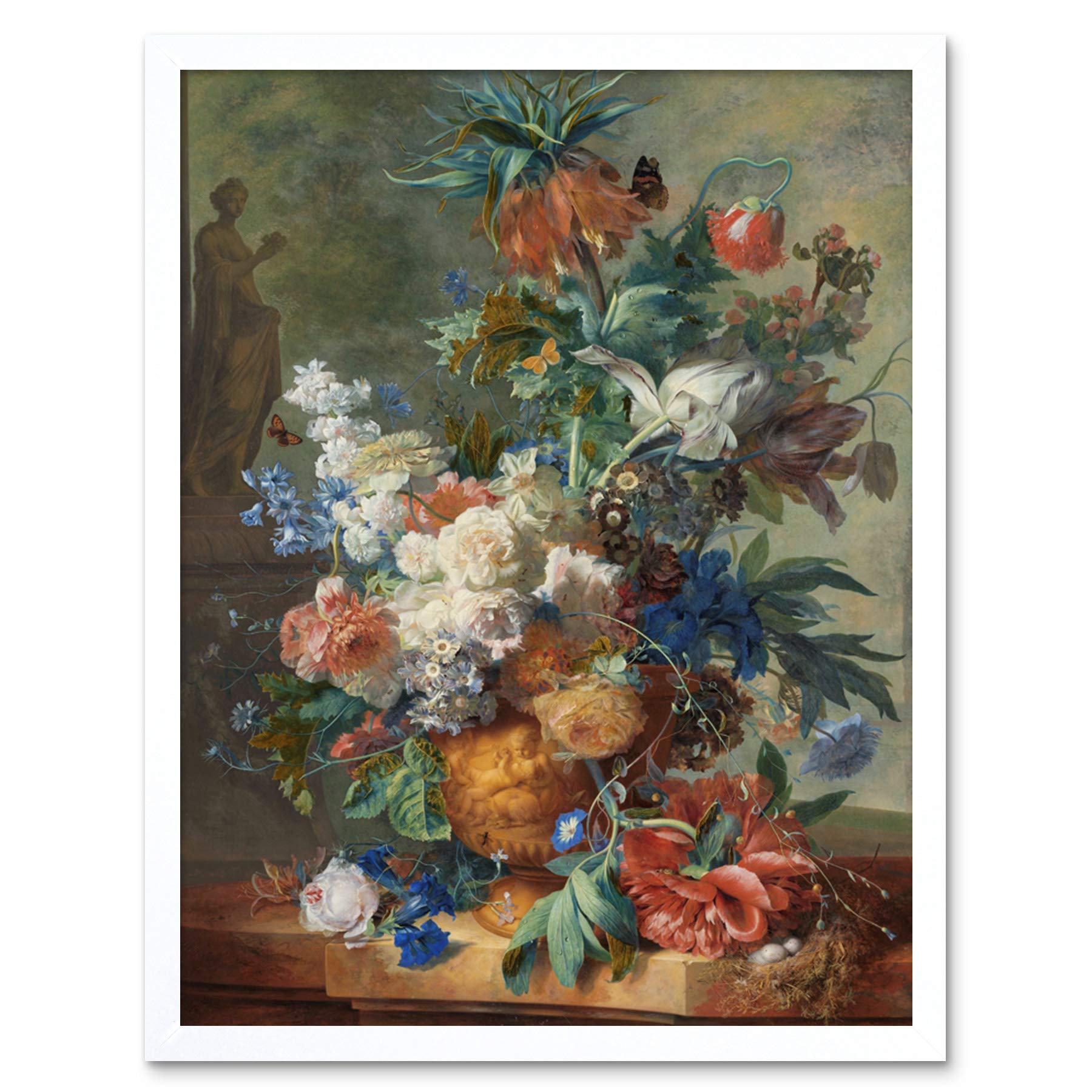 Artery8 Jan Van Huysum Still Life With Flowers Painting Art Print Framed Poster Wall Decor 12x16 inch