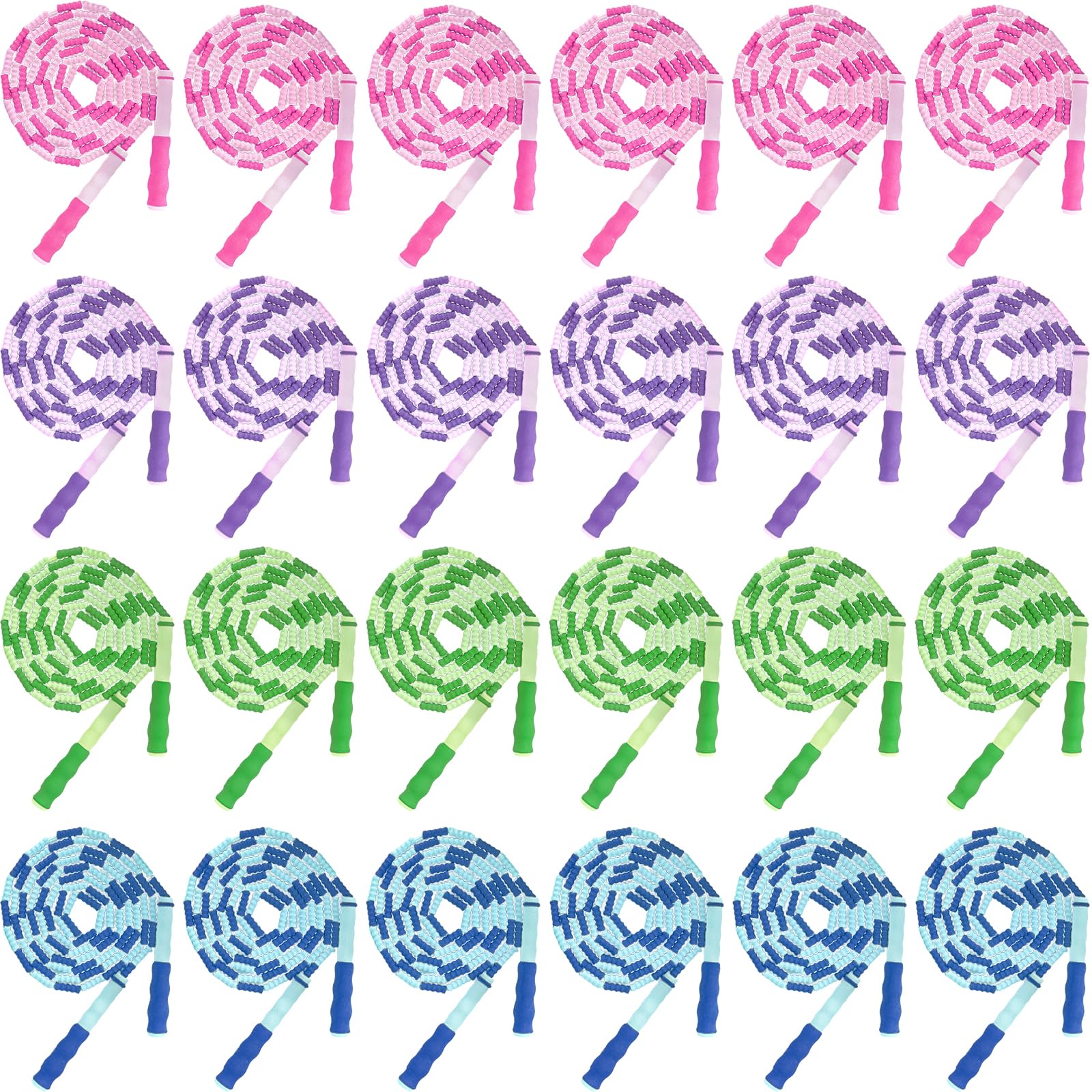 20 Pack Soft Beaded Jump Ropes, Adjustable Length Skipping Ropes
