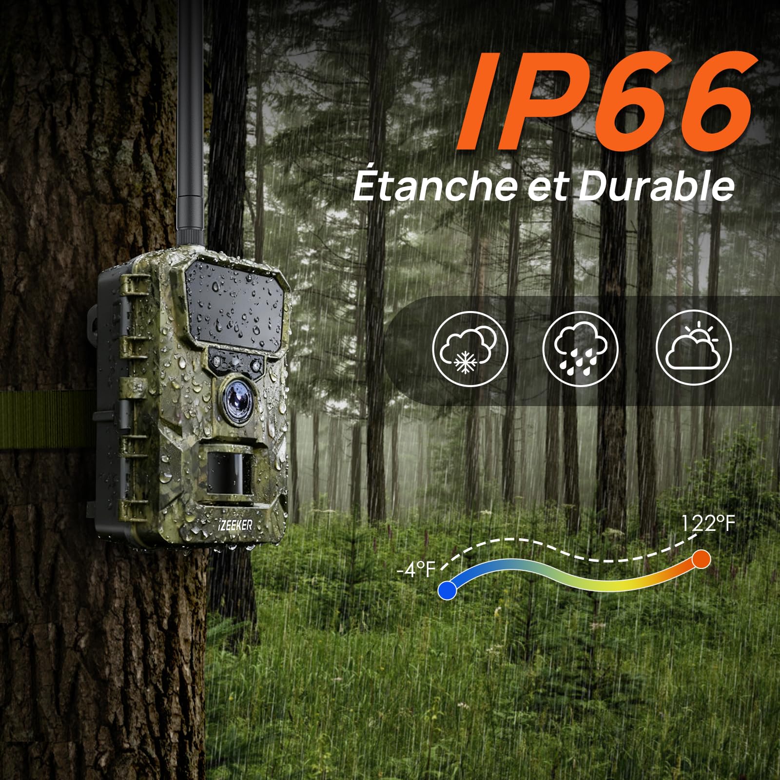iZEEKER Caméra de Chasse 2 en 1 Cloud 4G et Standard, 2K HD 48 MP Caméra Chasse avec Vision Nocturne et Détection de Mouvement, Contrôle Application sans WiFi Etanche IP66 avec Carte SIM pour la Faune