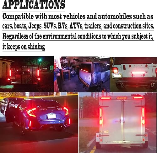 Miniatura 7 de Paquete de 2 luces LED de identificación de remolque de 10 pulgadas, 15 pulgadas, de 9 a 30 voltios, montaje de luz trasera LED de parada, tercera