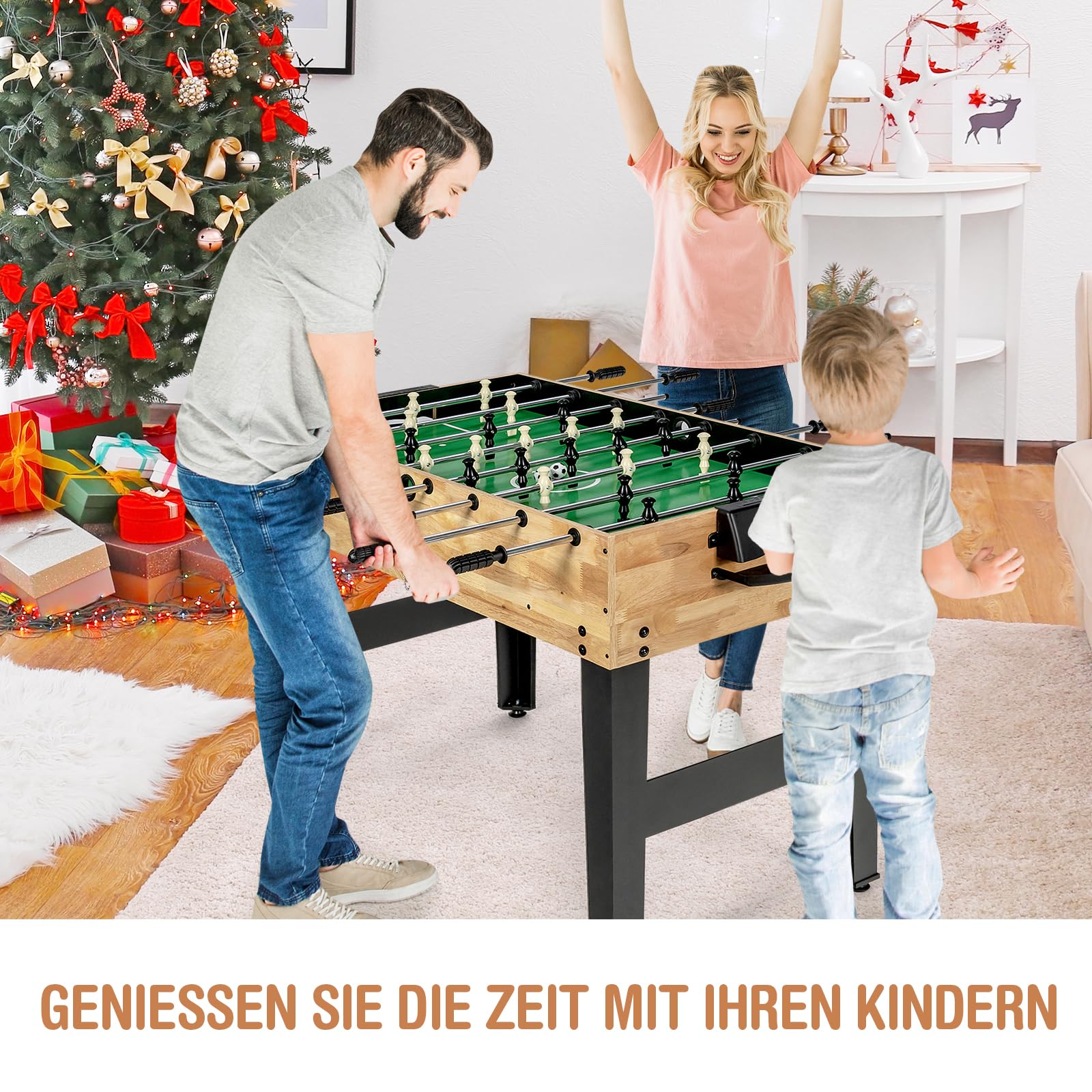 GOPLUS Wielofunkcyjny stół 10 w 1, stół do gry w piłkarzyki, hokej, tenis stołowy, bilard, shuffleboard, kręgle i 4 gry planszowe, zestaw dla dzieci i dorosłych