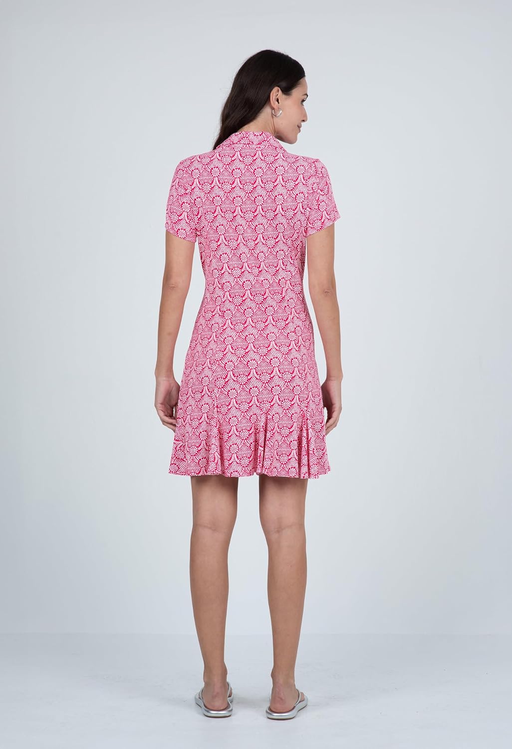 IBKUL Athleisure Wear Sun Protective UPF 50+ Icefil Cooling-Leslie Print Short Sleeve Godet Dress-69868