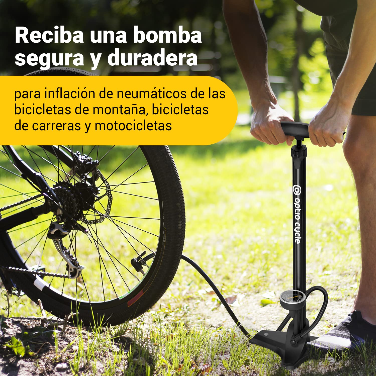 Bomba de Pie para Bicicleta – Inflador con Manómetro hasta 11 Bar / 160 PSI | Bomba Bicicleta de Pie para Presta y Schrader | Hinchador Bici Manual para MTB, E-Bike y Carretera