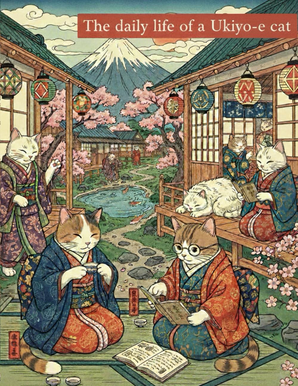 The daily life of a Ukiyo-e cat: Relaxing Japanese Cats for Mindful Coloring