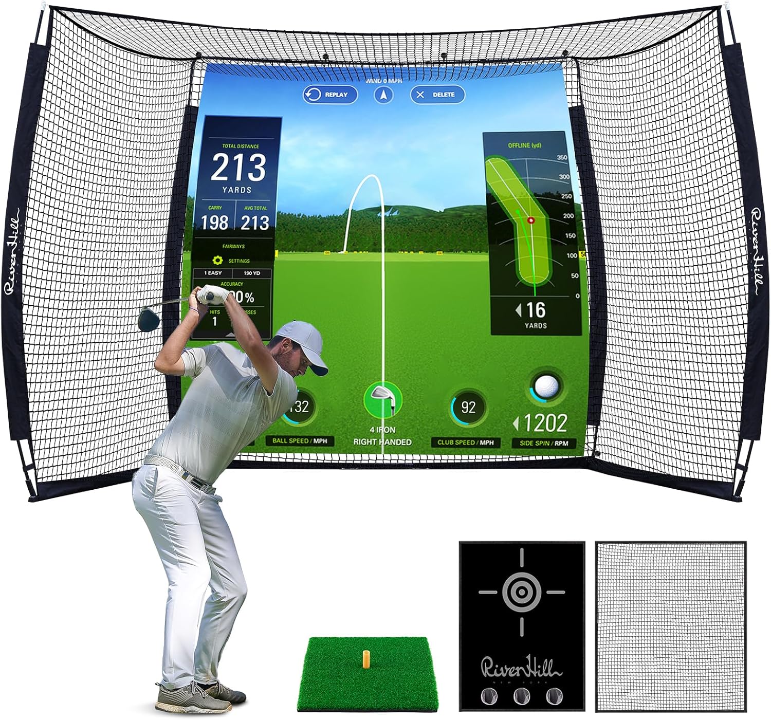Golf Cage with Impact Screen 10x8 ft
