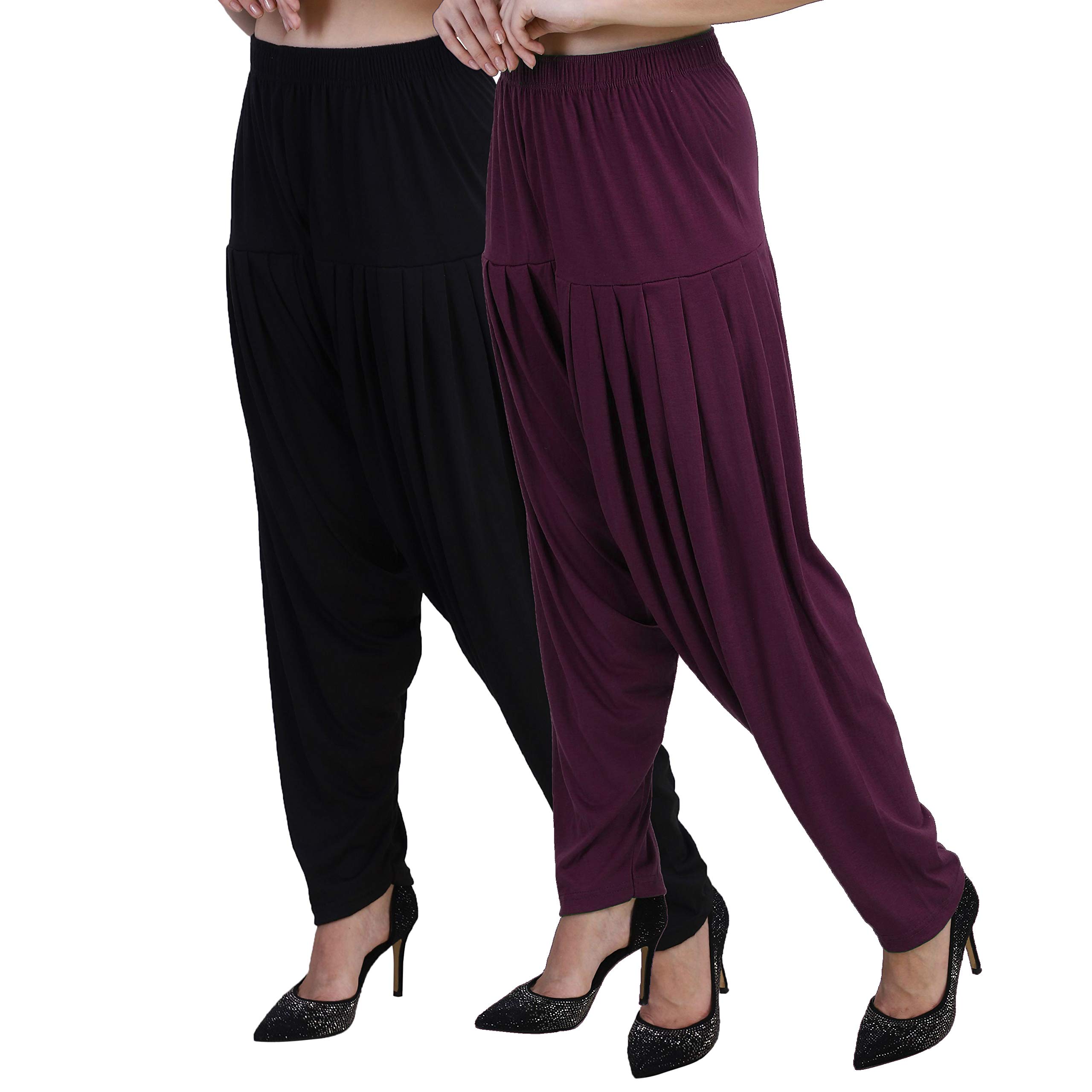 casuals Combo Offer (Pack of 3) Cotton Viscose Lycra Dhoti Patiyala Salwar Harem Bottoms Pants for Womens-picture-19
