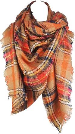 VIVIAN & VINCENT Plaid Fall Winter Blanket Scarf for Women
