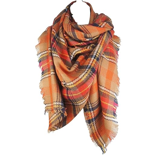 Women's Fall Winter Scarf Classic Tassel Plaid Tartan Warm Soft Chunky Large Blanket Wrap Shawl Scarves