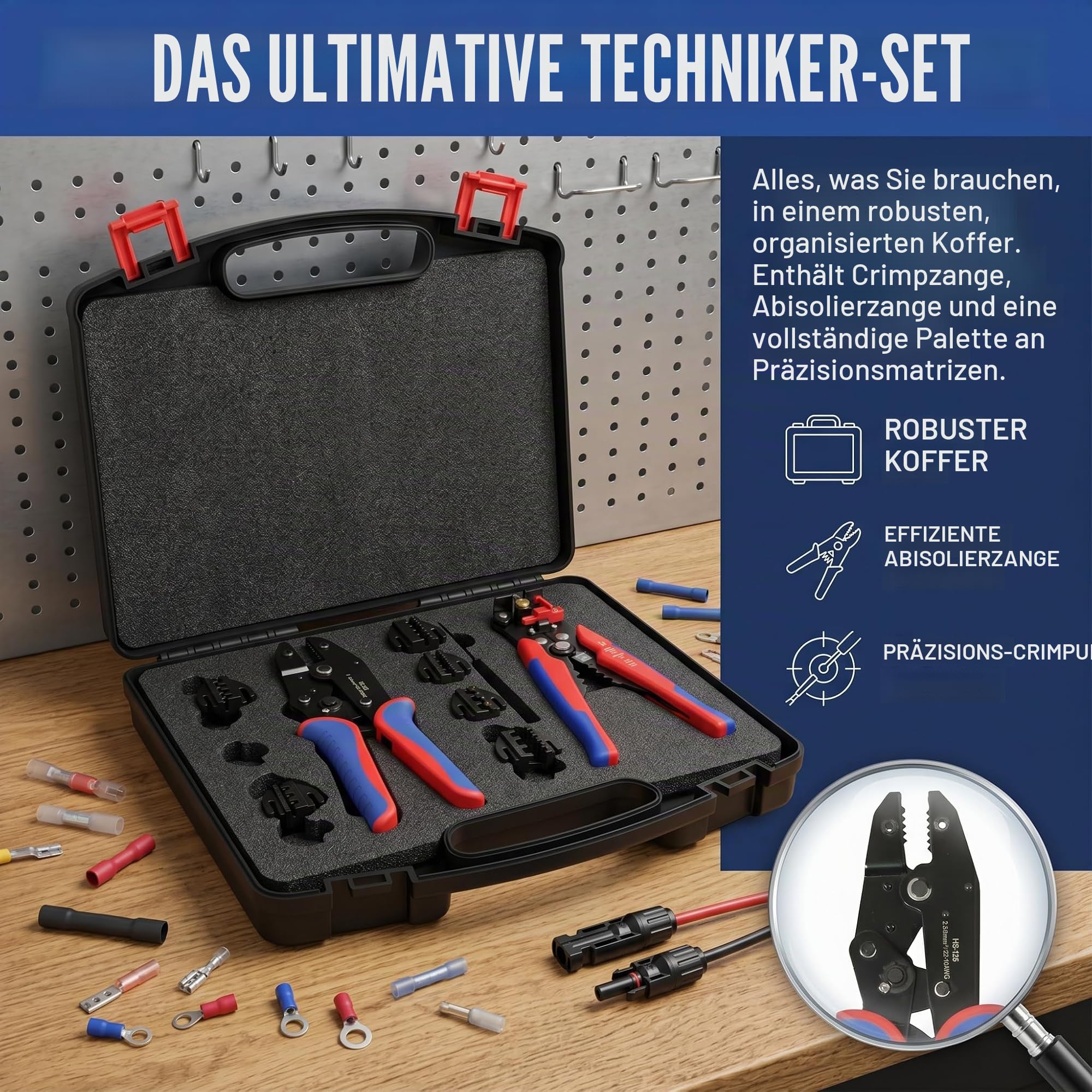 Crimpzange Wechselbacken Set mit 6 Köpfen,Elektrische Kabelschuhzange